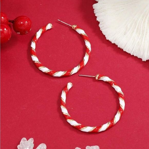 Christmas Candy Hoop Earrings - Picture 3 of 11